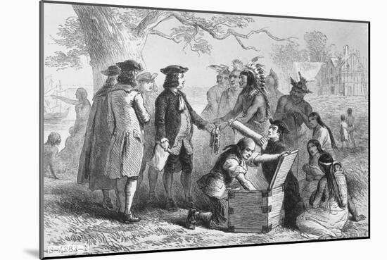 Illustration of William Penn and Native Americans Making Treaty-Philip Gendreau-Mounted Giclee Print