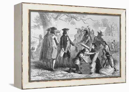 Illustration of William Penn and Native Americans Making Treaty-Philip Gendreau-Framed Premier Image Canvas