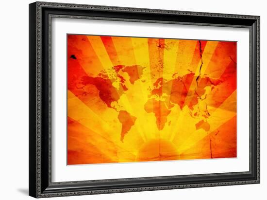 Illustration Old Map With Sunrise-memorialphoto-Framed Art Print