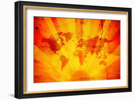 Illustration Old Map With Sunrise-memorialphoto-Framed Art Print