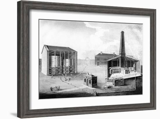 Illustration Showing the Working Spaces of a Gas Works, 1828-null-Framed Giclee Print