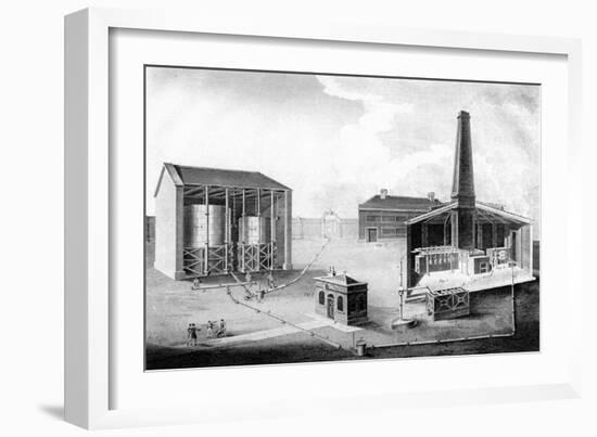 Illustration Showing the Working Spaces of a Gas Works, 1828-null-Framed Giclee Print