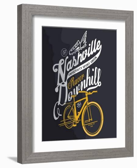 Illustration Sketch Bicycle With Type-studiohome-Framed Art Print