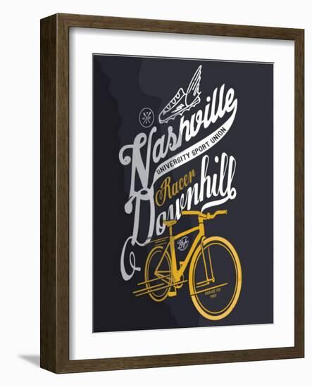 Illustration Sketch Bicycle With Type-studiohome-Framed Art Print