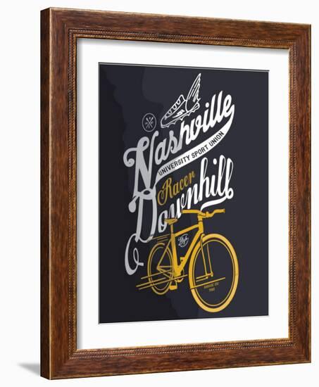 Illustration Sketch Bicycle With Type-studiohome-Framed Art Print