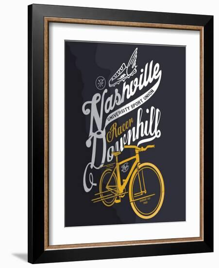 Illustration Sketch Bicycle With Type-studiohome-Framed Art Print