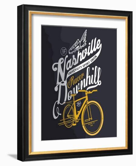 Illustration Sketch Bicycle With Type-studiohome-Framed Art Print