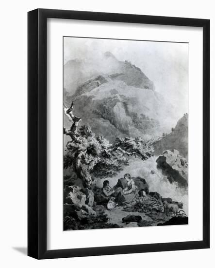 Illustration to Jean-Jacques Rousseau's 'Nouvelle Héloise' 1786 (Pen and Ink with W/C)-Francis Wheatley-Framed Giclee Print