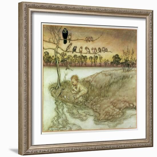 Illustration to 'Peter Pan in Kensington Gardens' by J.M. Barrie, 1912-Arthur Rackham-Framed Giclee Print