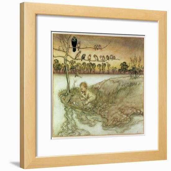 Illustration to 'Peter Pan in Kensington Gardens' by J.M. Barrie, 1912-Arthur Rackham-Framed Giclee Print