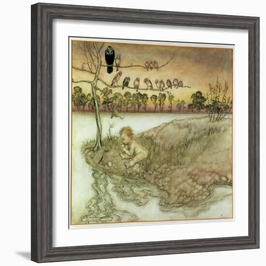 Illustration to 'Peter Pan in Kensington Gardens' by J.M. Barrie, 1912-Arthur Rackham-Framed Giclee Print