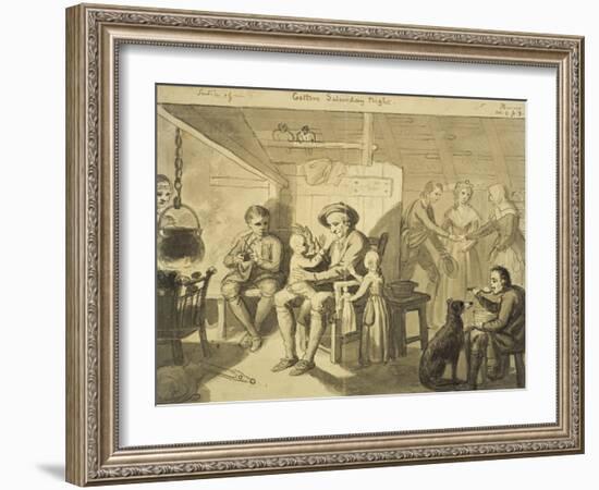 Illustration to 'The Cottar's Saturday Night' by Robert Burns, C.1790 (Grey Wash on Paper)-David Allan-Framed Giclee Print