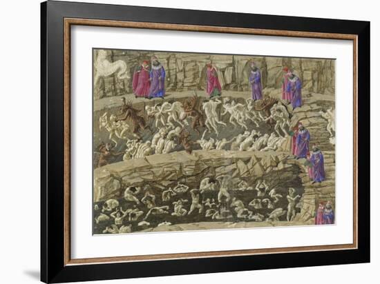 Illustration to the Divine Comedy by Dante Alighieri, 1480-1490-Sandro Botticelli-Framed Giclee Print