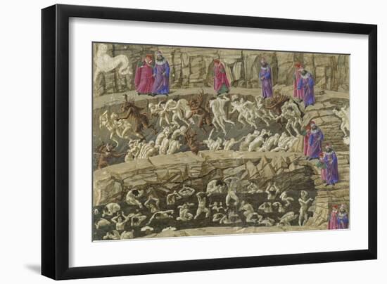 Illustration to the Divine Comedy by Dante Alighieri, 1480-1490-Sandro Botticelli-Framed Giclee Print