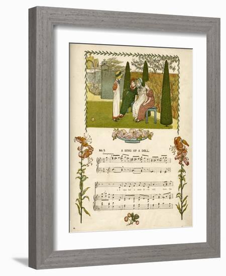 Illustration with Music, a Song of a Doll-Kate Greenaway-Framed Art Print