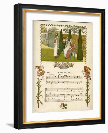 Illustration with Music, a Song of a Doll-Kate Greenaway-Framed Art Print