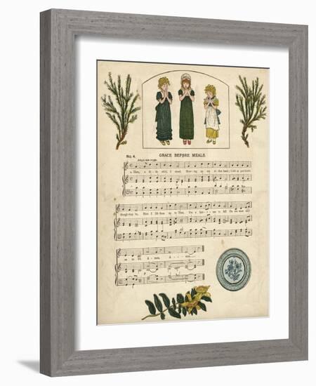 Illustration with Music, Grace before Meals-Kate Greenaway-Framed Art Print