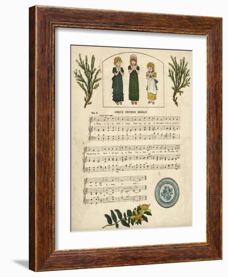 Illustration with Music, Grace before Meals-Kate Greenaway-Framed Art Print