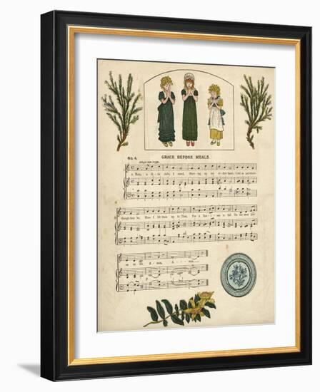 Illustration with Music, Grace before Meals-Kate Greenaway-Framed Art Print