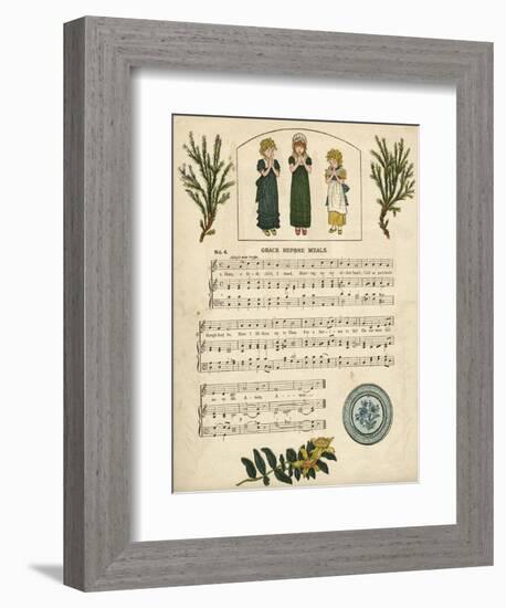 Illustration with Music, Grace before Meals-Kate Greenaway-Framed Art Print