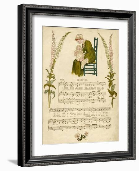 Illustration with Music, Sleeping-Kate Greenaway-Framed Art Print