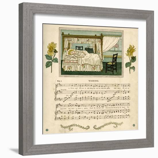 Illustration with Music, Waking-Kate Greenaway-Framed Art Print