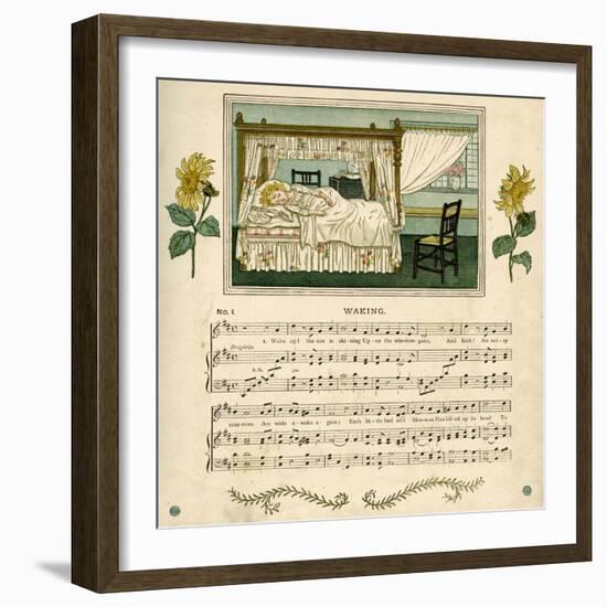 Illustration with Music, Waking-Kate Greenaway-Framed Art Print