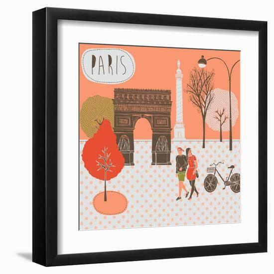 Illustration with Paris, France-Lavandaart-Framed Art Print