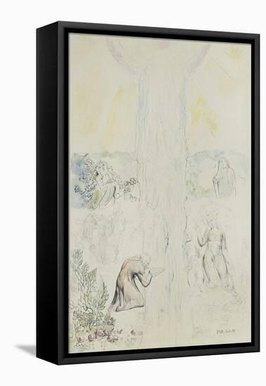 Illustrations to Dante's 'Divine Comedy', Dante in the Empyrean, Drinking at the River of Light-William Blake-Framed Premier Image Canvas