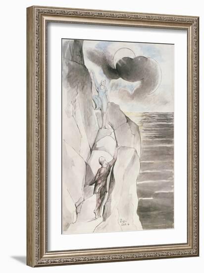 Illustrations to Dante's 'Divine Comedy', the Ascent of the Mountain of Purgatory-William Blake-Framed Giclee Print