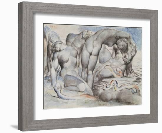 Illustrations to Dante's 'Divine Comedy', the Punishment of the Thieves-William Blake-Framed Giclee Print