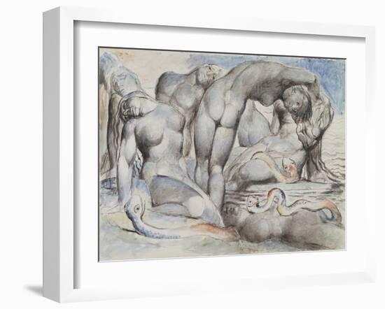 Illustrations to Dante's 'Divine Comedy', the Punishment of the Thieves-William Blake-Framed Giclee Print