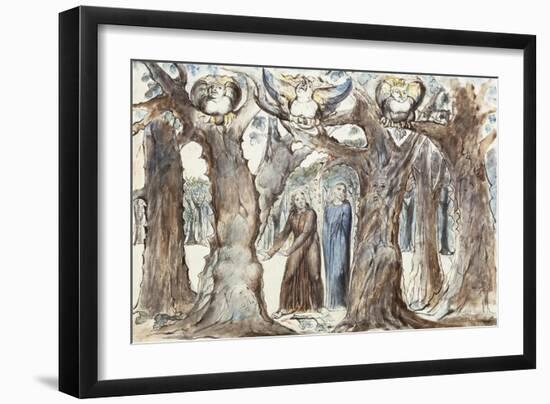 Illustrations to Dante's Divine Comedy, the Wood of the Self-Murderers-William Blake-Framed Giclee Print