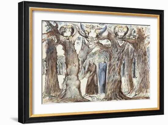 Illustrations to Dante's Divine Comedy, the Wood of the Self-Murderers-William Blake-Framed Giclee Print