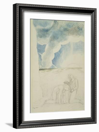 Illustrations to Dante's 'Divine Comedy', Virgil Girding Dante's Brow with a Rush-William Blake-Framed Giclee Print