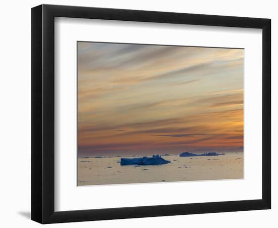 Ilulissat Icefjord also called kangia or Ilulissat Kangerlua, sunset over Disko Bay.-Martin Zwick-Framed Photographic Print