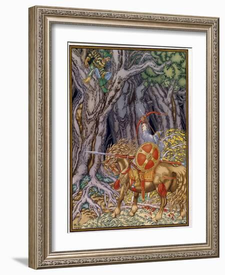 Ilya Mouromets (Elie De Mourom) Et Le Voleur Rossignol. (Ilya Muromets and Nightingale the Robber).-Ivan Bilibin-Framed Giclee Print