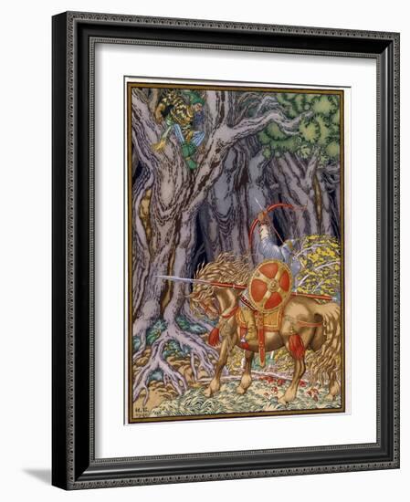 Ilya Mouromets (Elie De Mourom) Et Le Voleur Rossignol. (Ilya Muromets and Nightingale the Robber).-Ivan Bilibin-Framed Giclee Print