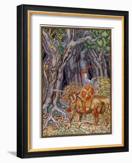 Ilya Mouromets (Elie De Mourom) Et Le Voleur Rossignol. (Ilya Muromets and Nightingale the Robber).-Ivan Bilibin-Framed Giclee Print