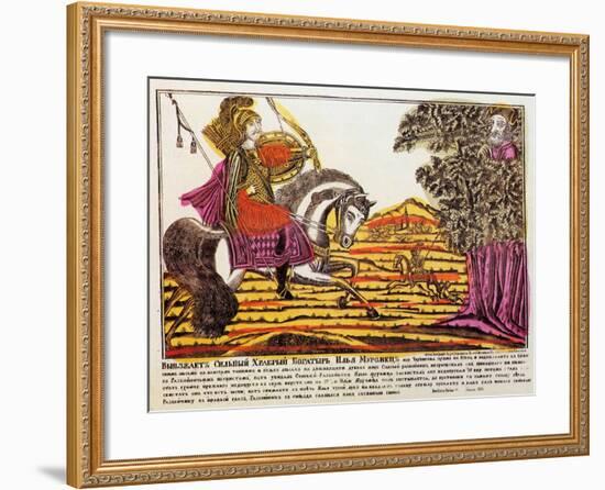 Ilya Muromets and Nightingale the Robber, Lubok Print, 18th Century-null-Framed Giclee Print