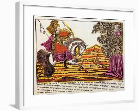 Ilya Muromets and Nightingale the Robber, Lubok Print, 18th Century-null-Framed Giclee Print