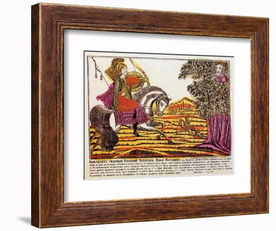 Ilya Muromets and Nightingale the Robber, Lubok Print, 18th Century-null-Framed Giclee Print