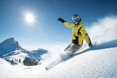 Snowboarder at Jump Inhigh Mountains at Sunny Day.-IM_photo-Photographic Print