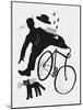 Image of a Cyclist Who Was Scared of a Black Cat. Translated from Chinese - Stop Prejudices-Dmitriip-Mounted Art Print