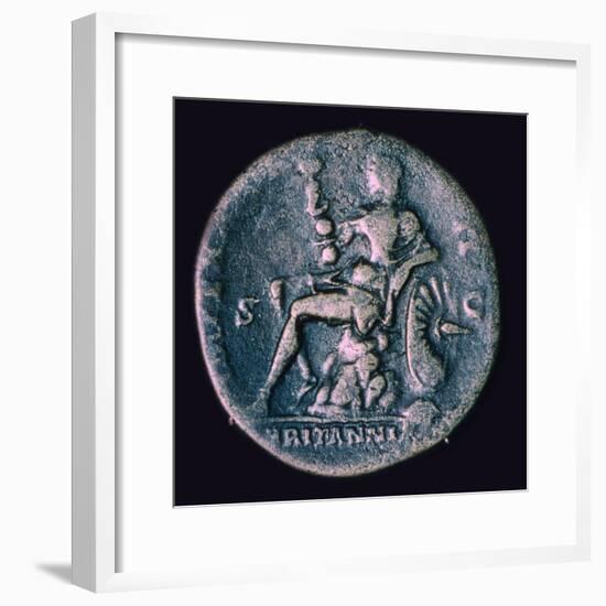 Image of Britannia on the reverse of a Roman coin. Artist: Unknown-Unknown-Framed Giclee Print