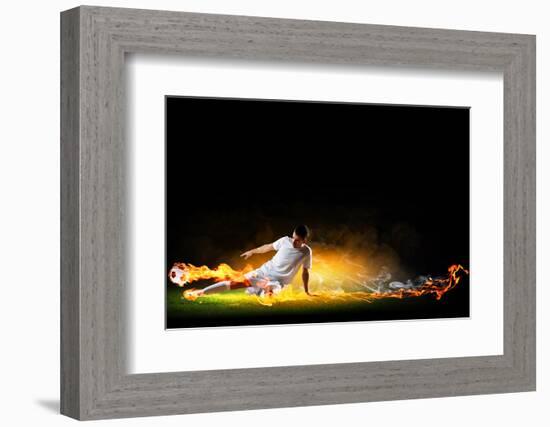 Image of Football Player in White Shirt-Sergey Nivens-Framed Photographic Print