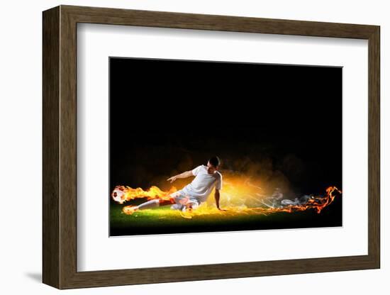 Image of Football Player in White Shirt-Sergey Nivens-Framed Photographic Print