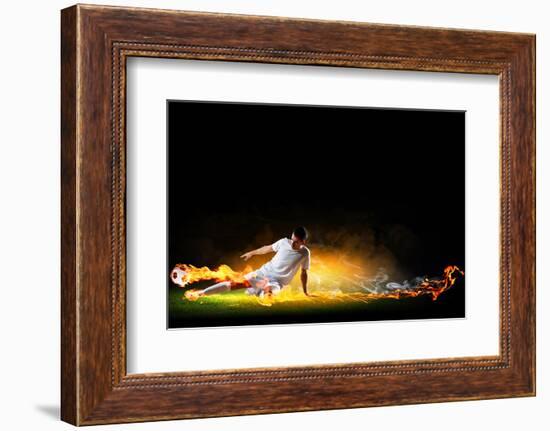 Image of Football Player in White Shirt-Sergey Nivens-Framed Photographic Print