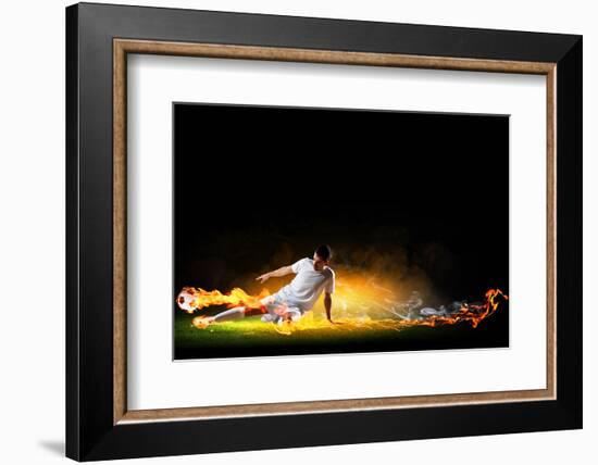 Image of Football Player in White Shirt-Sergey Nivens-Framed Photographic Print