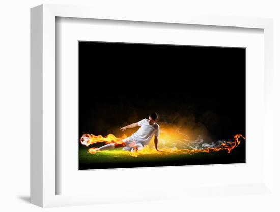 Image of Football Player in White Shirt-Sergey Nivens-Framed Photographic Print